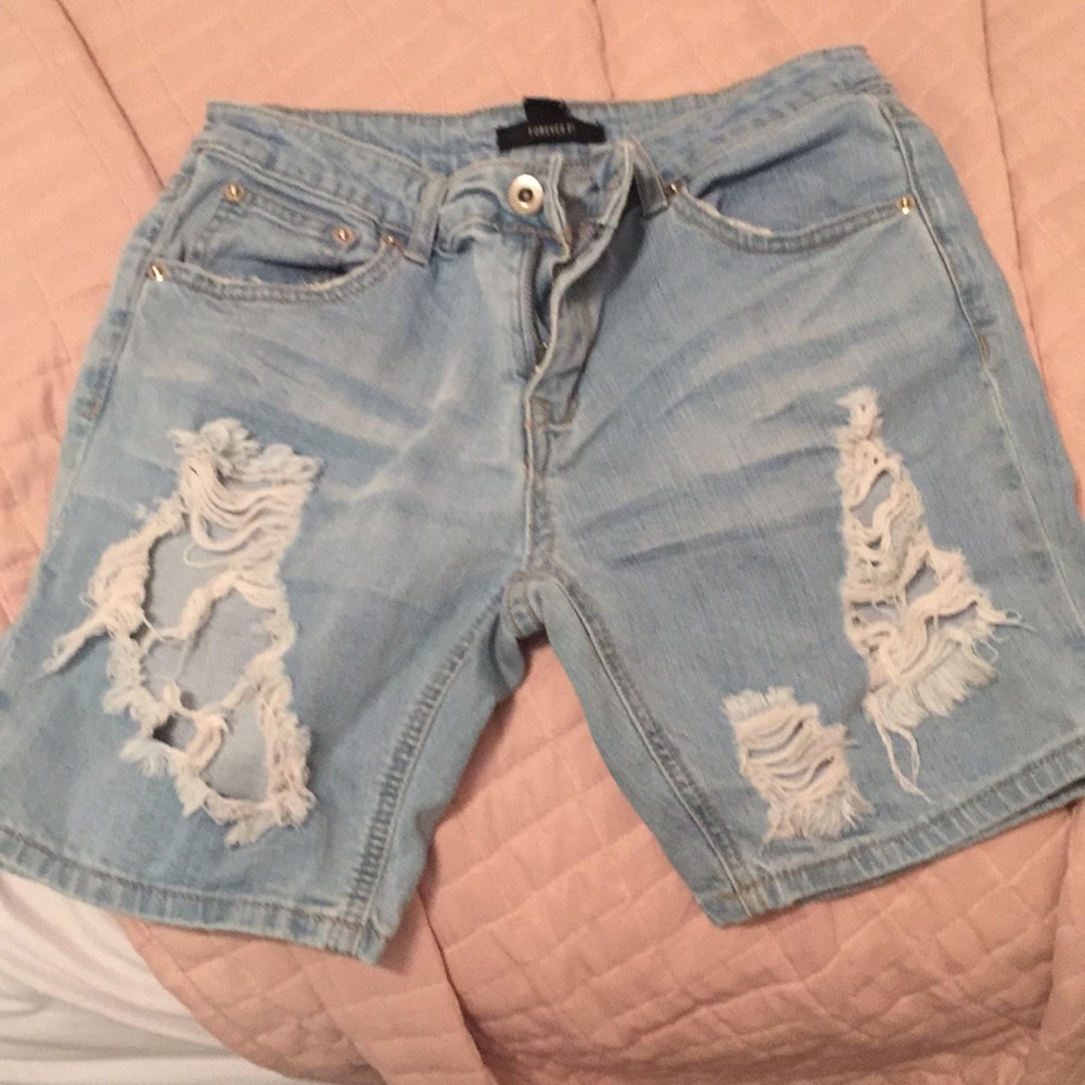 Ripped jean shorts